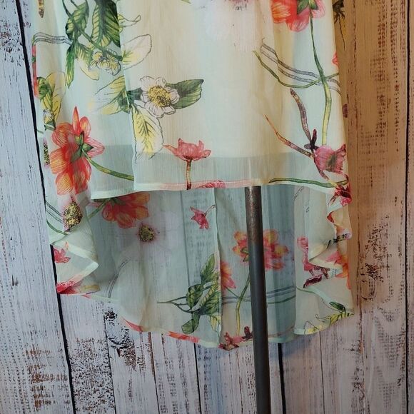Sleeveless High-Low Suzy Shire Floral Light Green Summer Dress - Picture 8 of 15
